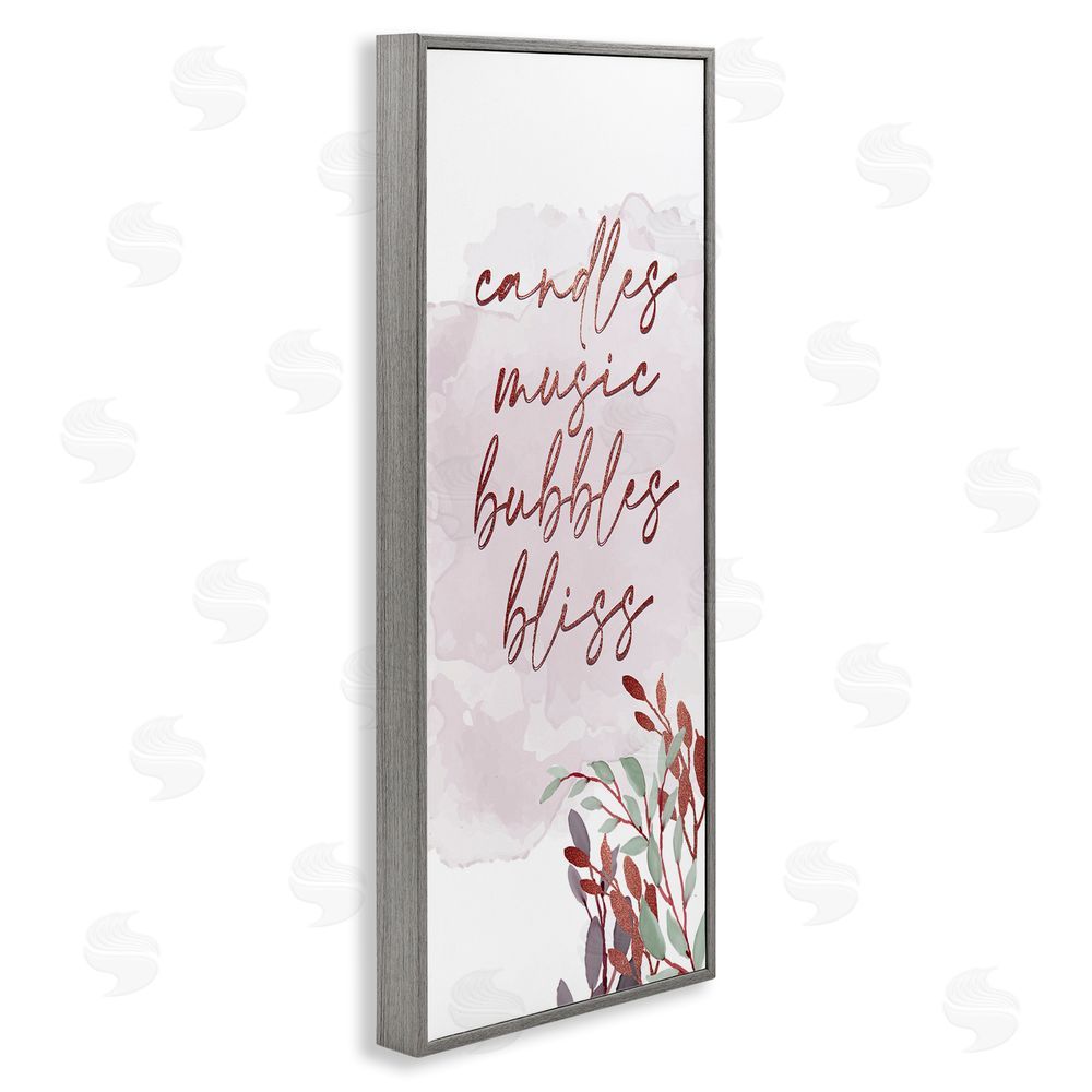 Kim Allen Pink Bathroom Words Gray Framed Giclee Wall Art Print