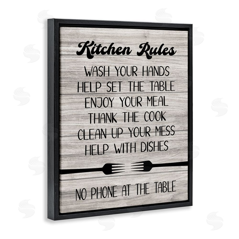 Martina Pavlova Rustic Kitchen Rules Black Floating Frame Canvas Wall Art Print