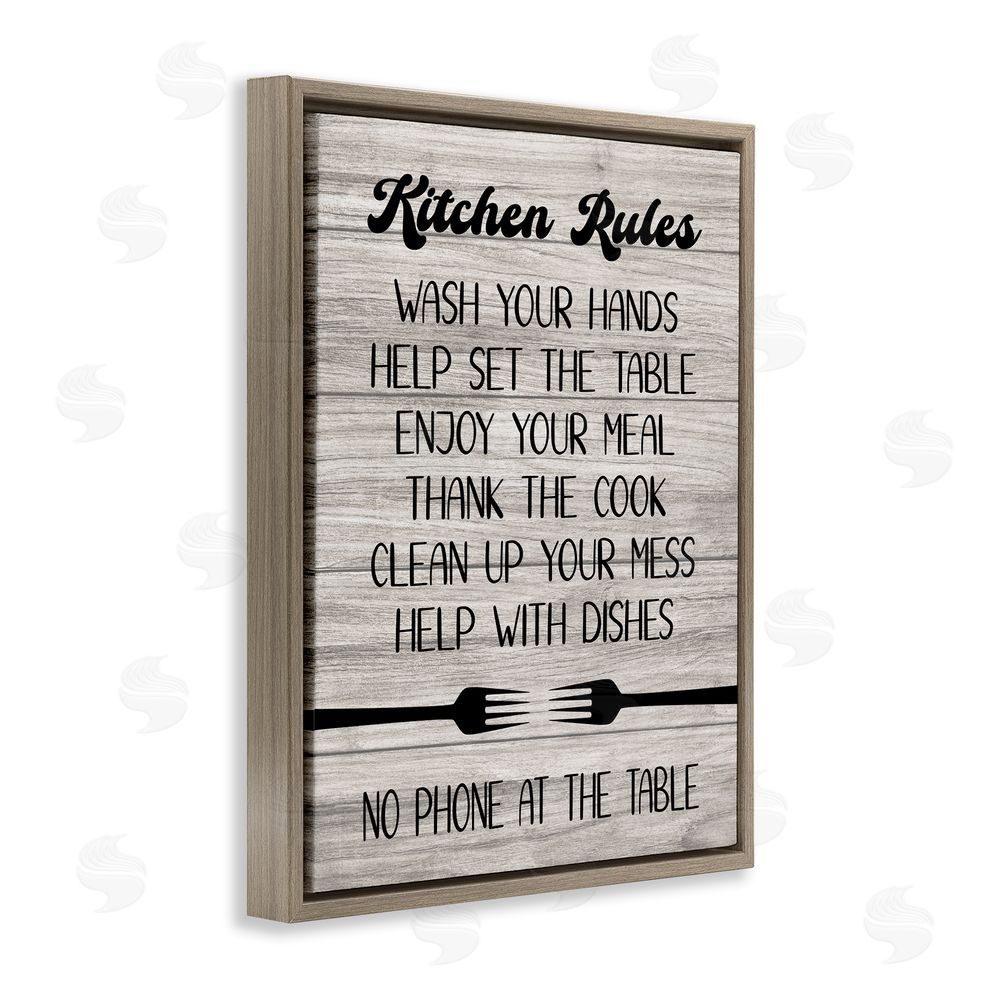 Martina Pavlova Rustic Kitchen Rules Brown Floating Frame Canvas Wall Art Print