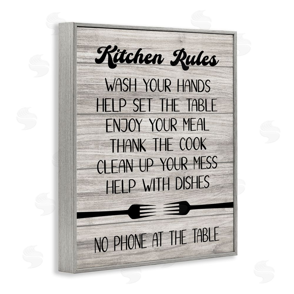 Martina Pavlova Rustic Kitchen Rules Gray Framed Giclee Wall Art Print