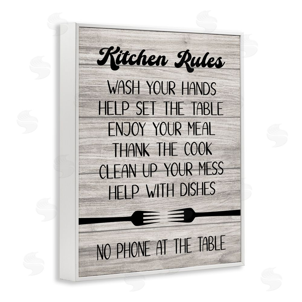 Martina Pavlova Rustic Kitchen Rules White Framed Giclee Wall Art Print