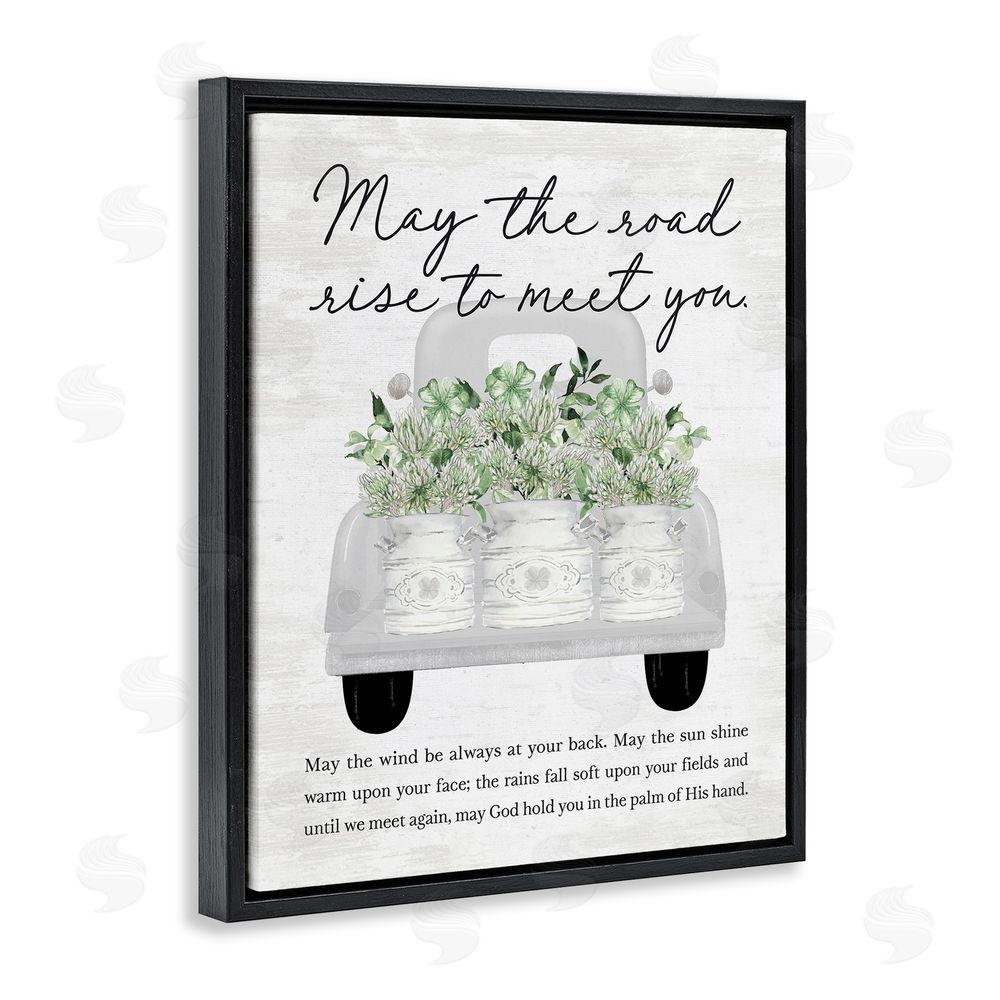 Lettered and Lined Country Irish Proverb Black Floating Frame Canvas Wall Art Print