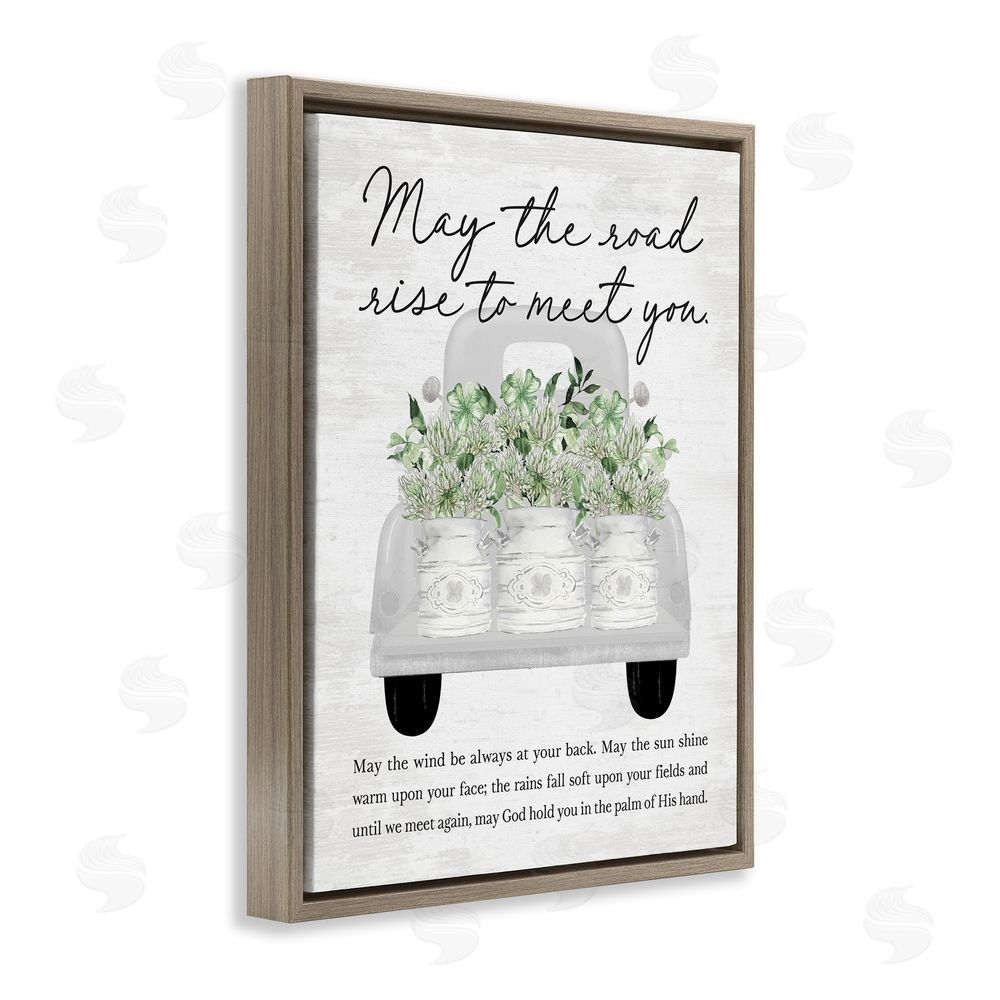 Lettered and Lined Country Irish Proverb Brown Floating Frame Canvas Wall Art Print