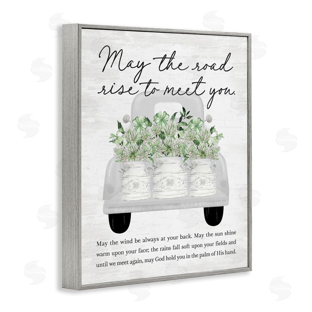 Lettered and Lined Country Irish Proverb Gray Framed Giclee Wall Art Print