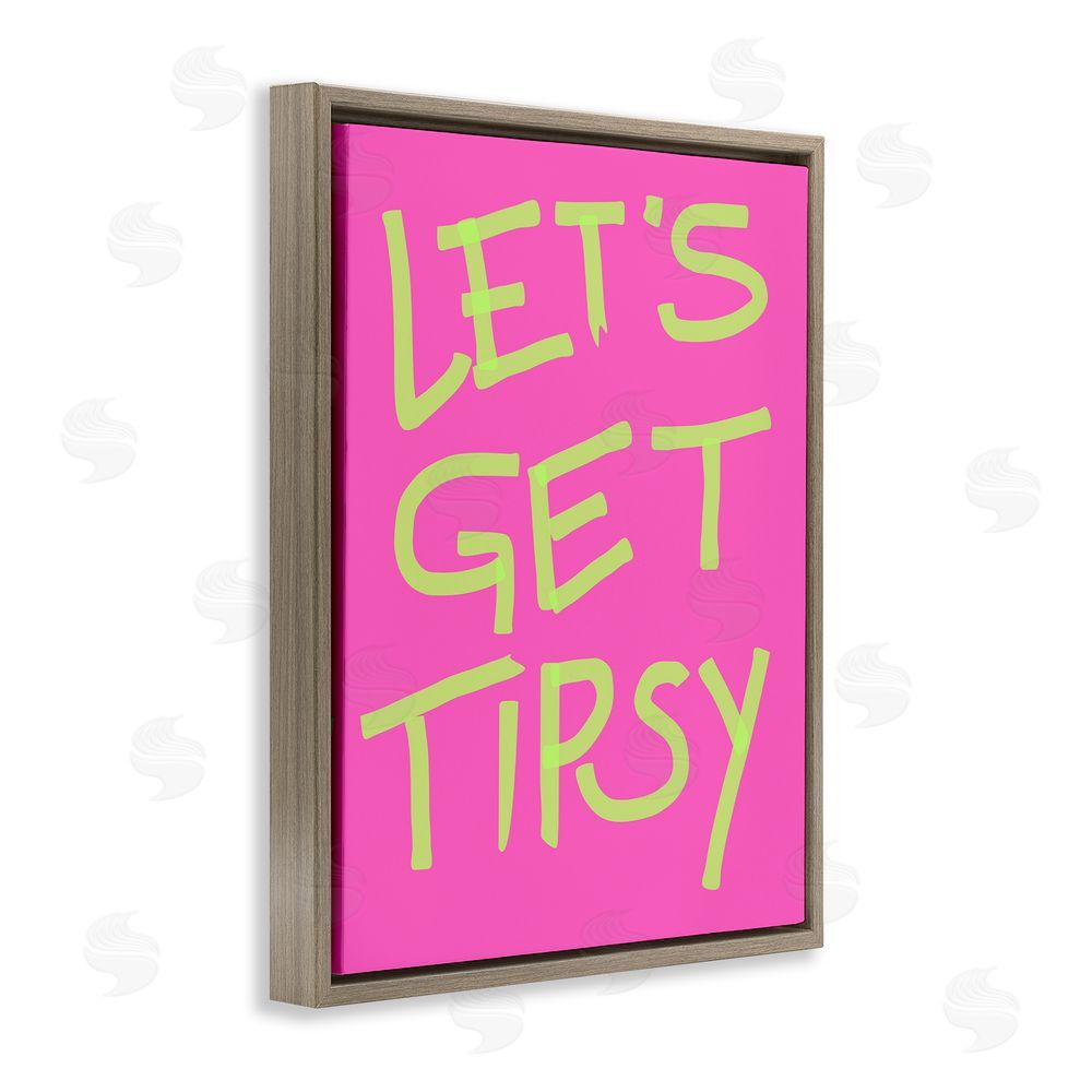 House of Lulu Vivid Let's Get Tipsy Brown Floating Frame Canvas Wall Art Print