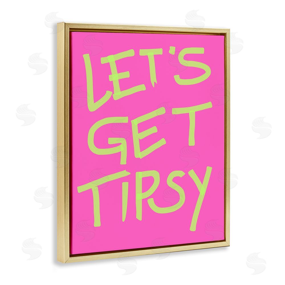 House of Lulu Vivid Let's Get Tipsy Gold Floating Frame Canvas Wall Art Print