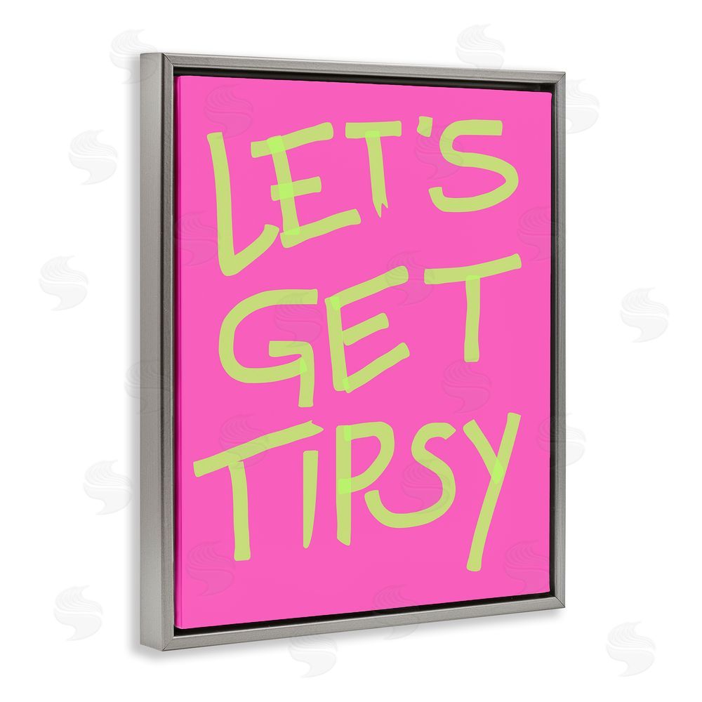 House of Lulu Vivid Let's Get Tipsy Grey Floating Frame Canvas Wall Art Print