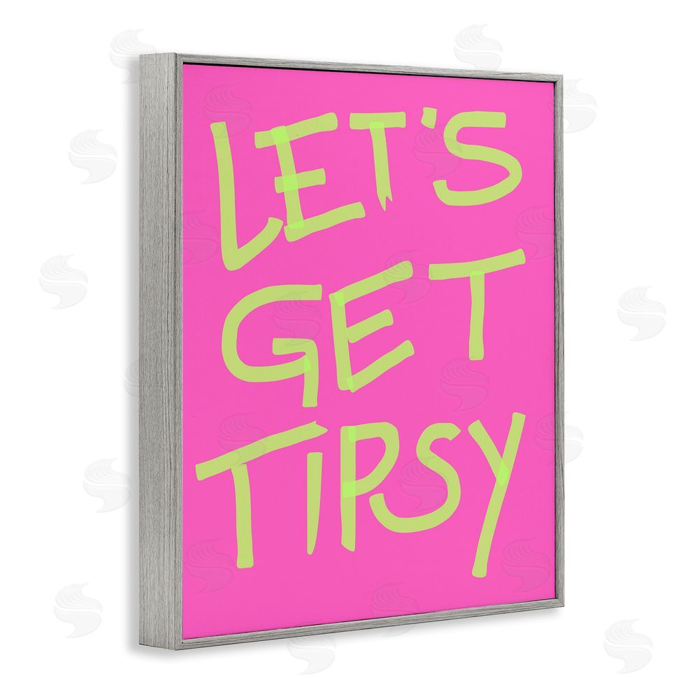 House of Lulu Vivid Let's Get Tipsy Gray Framed Giclee Wall Art Print