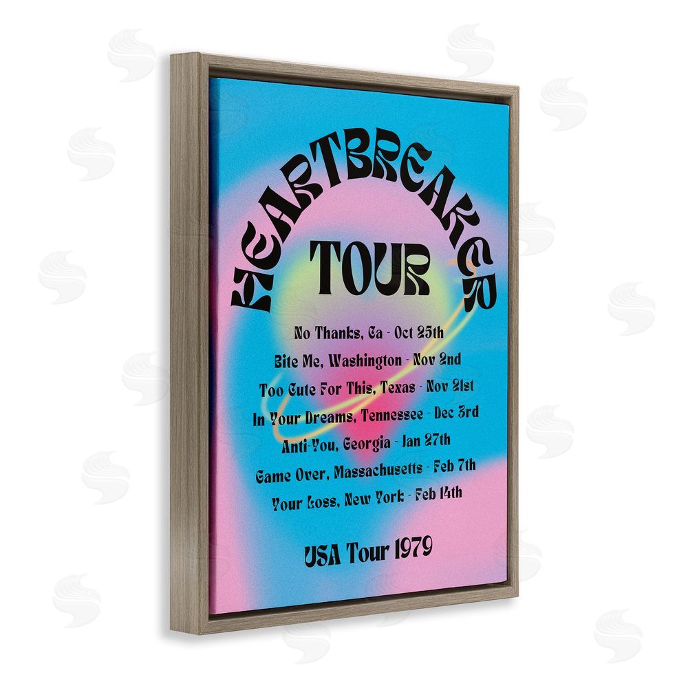 House of Lulu Vintage Heartbreak Tour Brown Floating Frame Canvas Wall Art Print