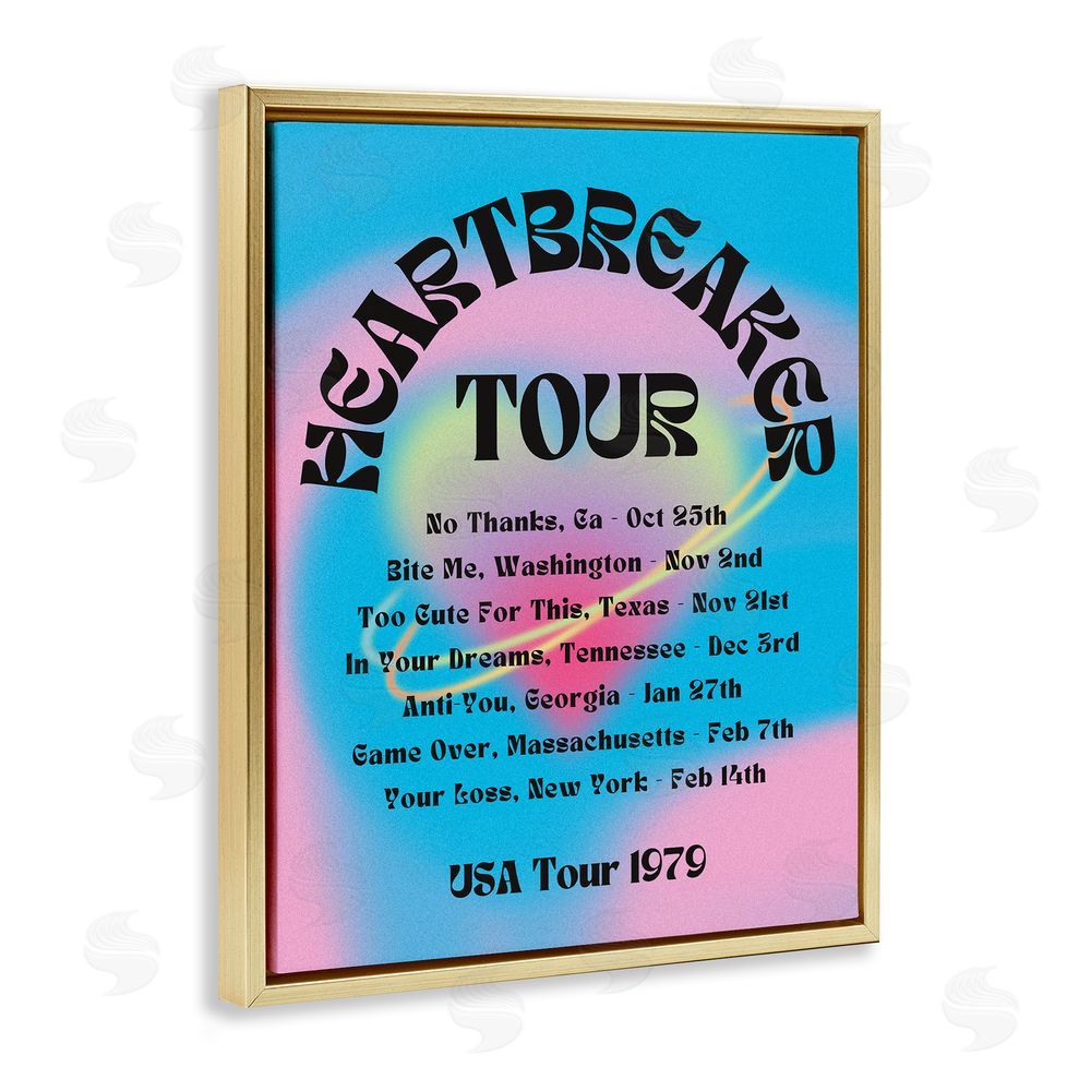 House of Lulu Vintage Heartbreak Tour Gold Floating Frame Canvas Wall Art Print