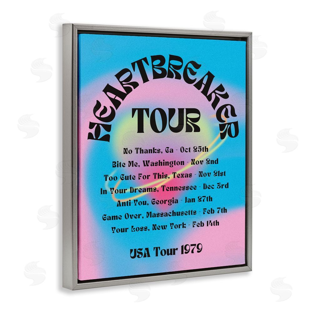 House of Lulu Vintage Heartbreak Tour Grey Floating Frame Canvas Wall Art Print