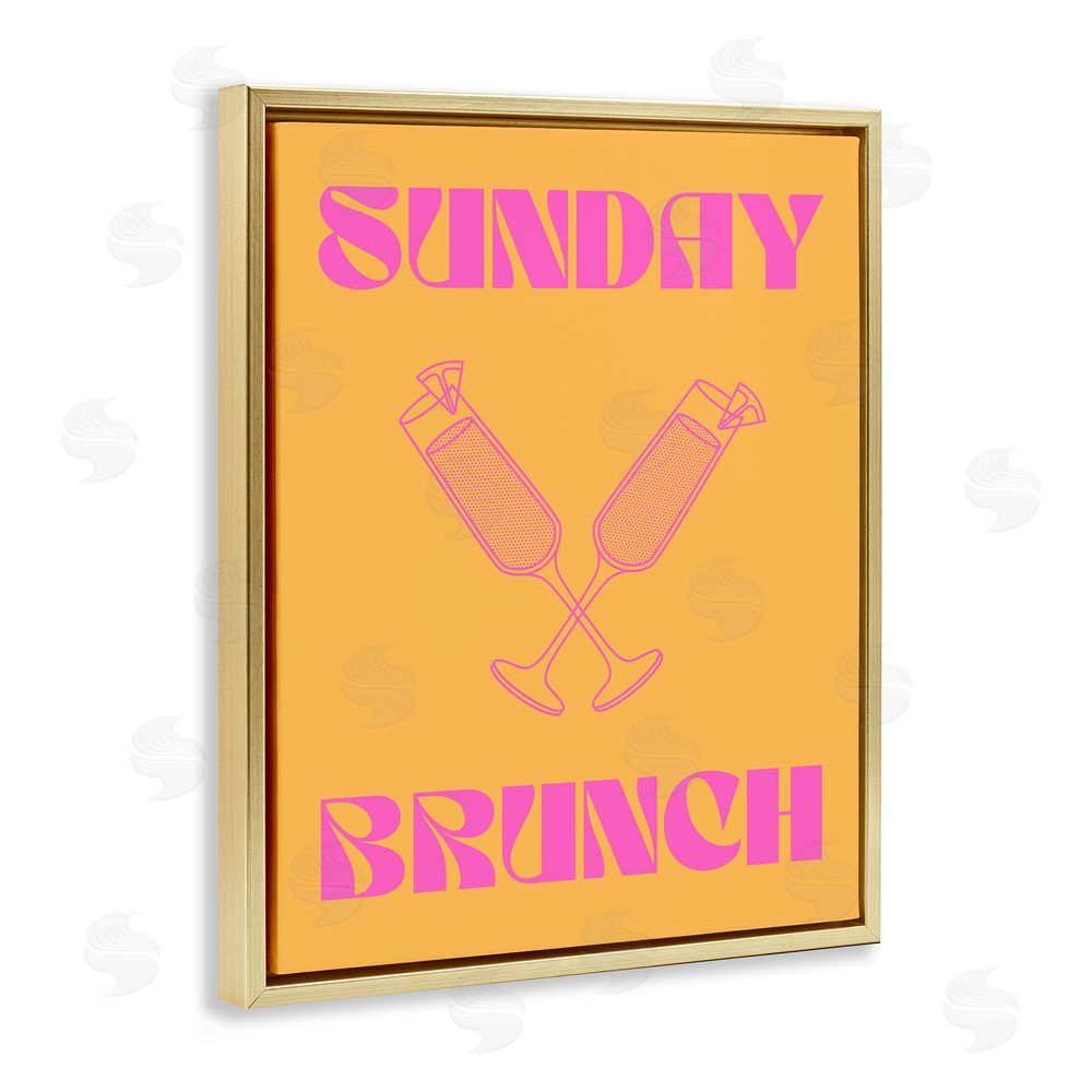 House of Lulu Sunday Brunch Mimosas Gold Floating Frame Canvas Wall Art Print