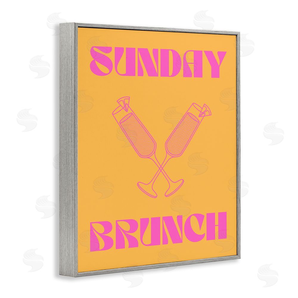 House of Lulu Sunday Brunch Mimosas Gray Framed Giclee Wall Art Print