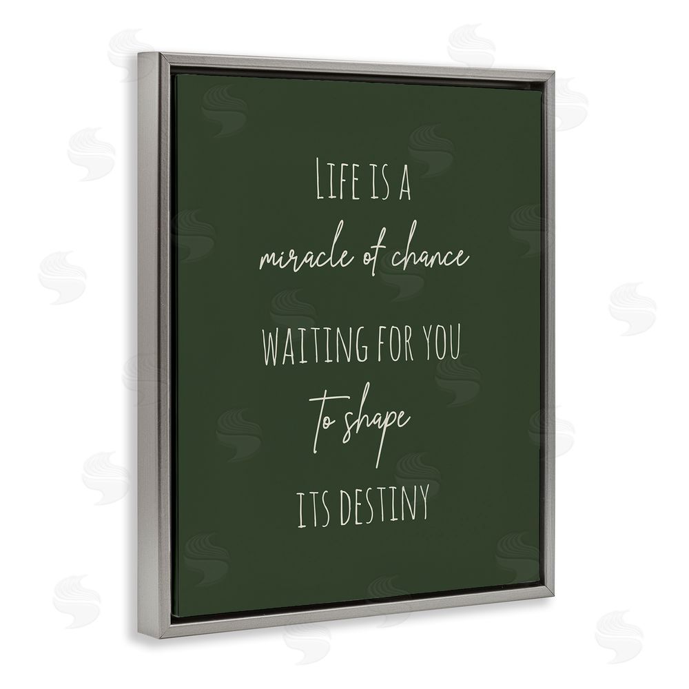 Birch & Ink Shape Life's Destiny Phrase Grey Floating Frame Canvas Wall Art Print