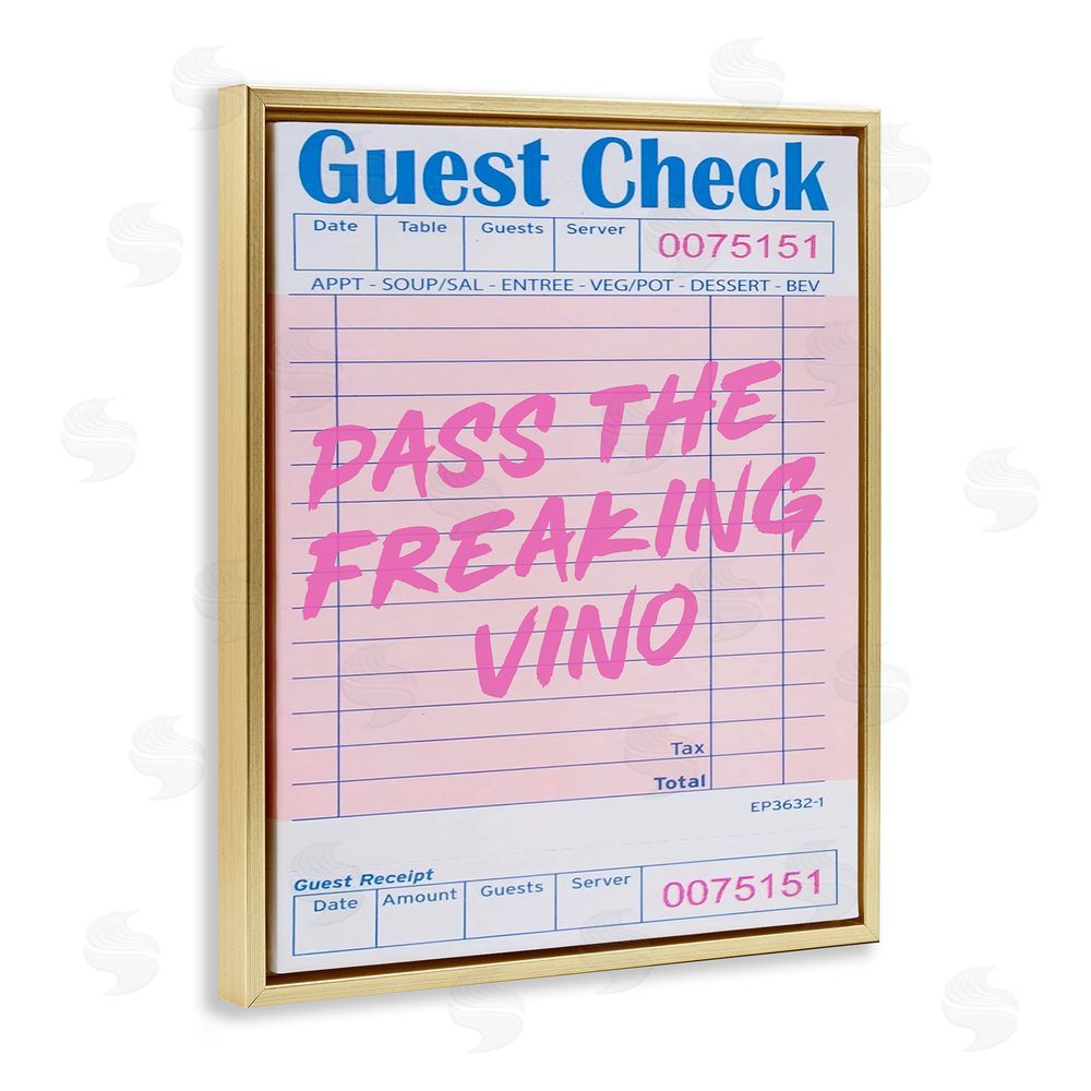 House of Lulu Vintage Pass the Vino Gold Floating Frame Canvas Wall Art Print