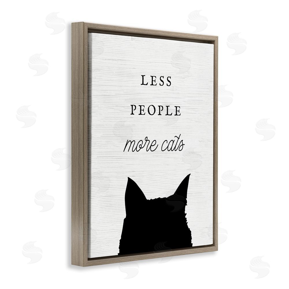 Stupell Studio Less People More Cats Brown Floating Frame Canvas Wall Art Print