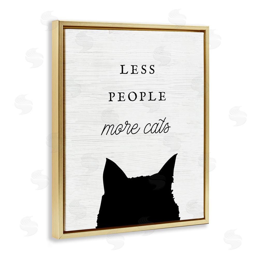 Stupell Studio Less People More Cats Gold Floating Frame Canvas Wall Art Print
