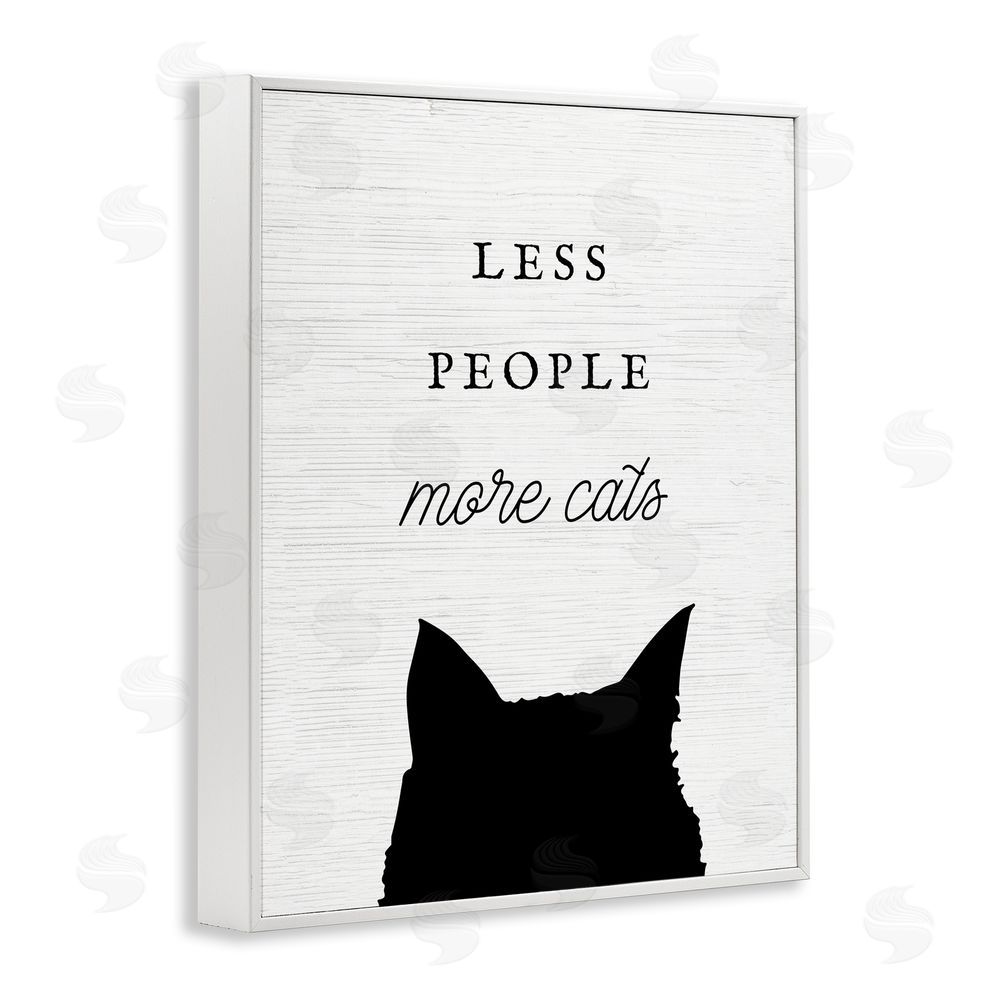 Stupell Studio Less People More Cats White Framed Giclee Wall Art Print