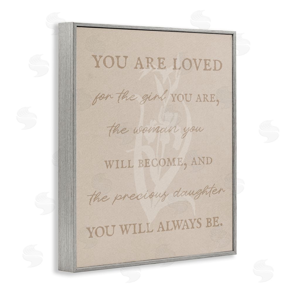 Stupell Studio Precious Daughter Family Phrase Gray Framed Giclee Wall Art Print