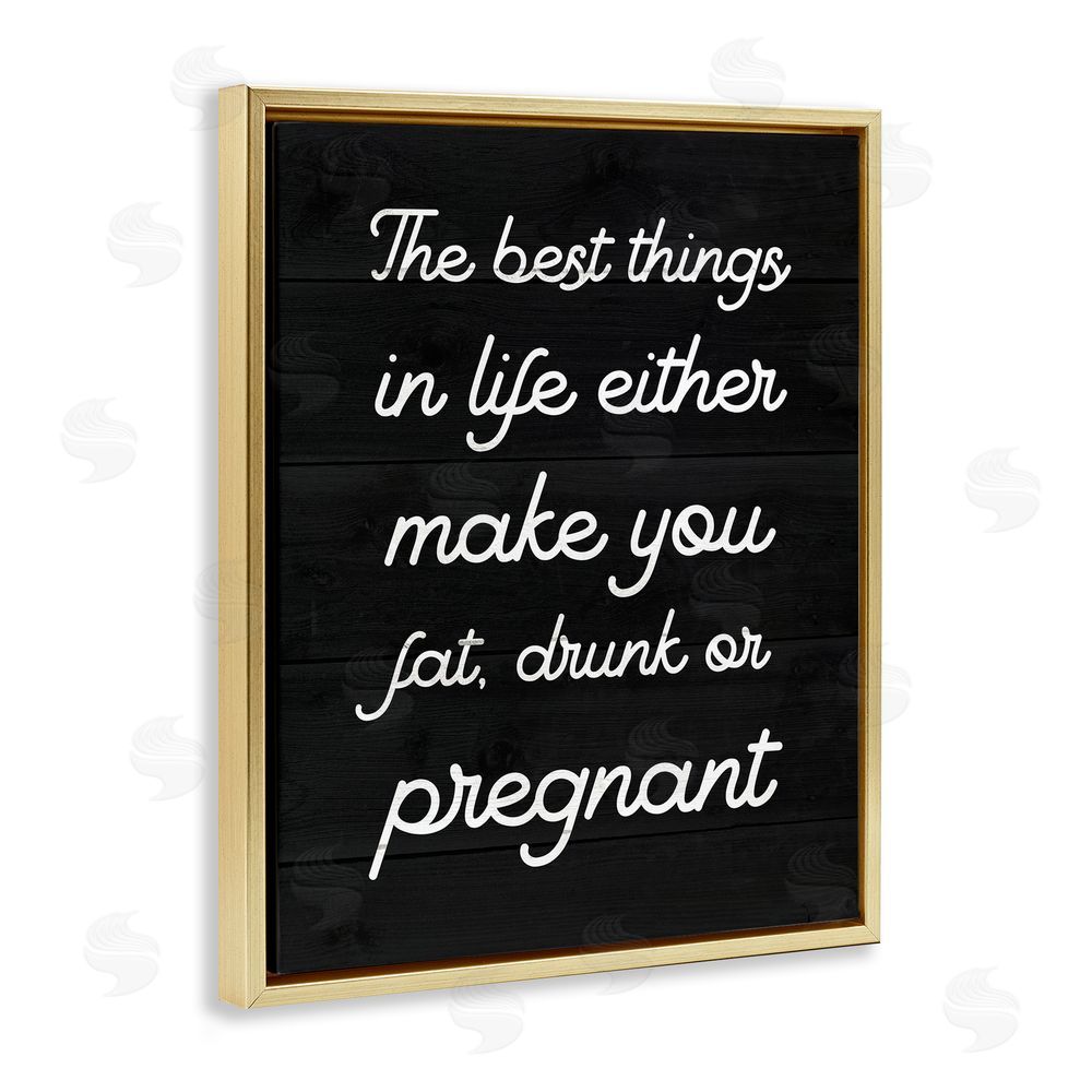 Stupell Studio Funny Best Things In Life Gold Floating Frame Canvas Wall Art Print