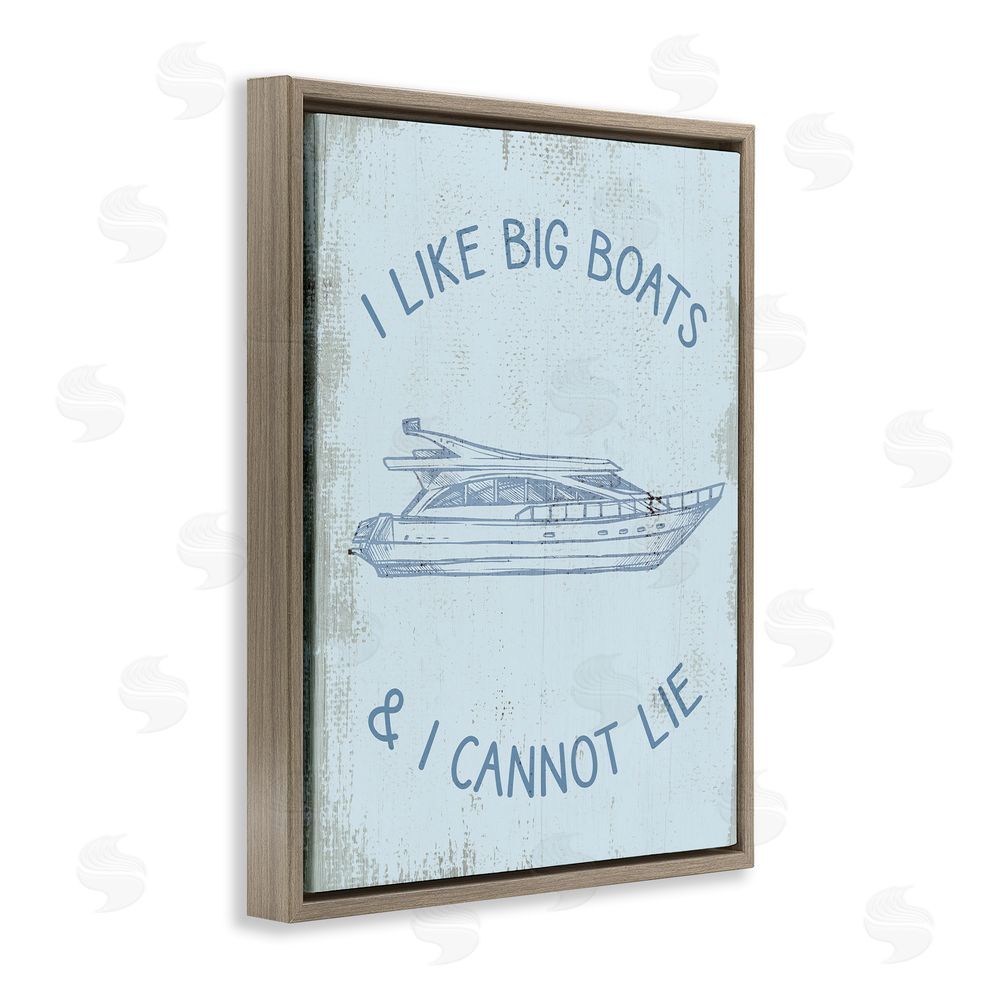 Stupell Studio Funny Rustic Big Boats Brown Floating Frame Canvas Wall Art Print
