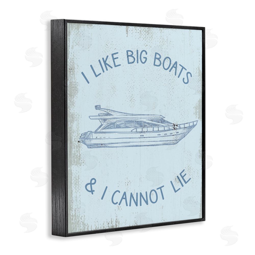 Stupell Studio Funny Rustic Big Boats Black Framed Giclee Wall Art Print