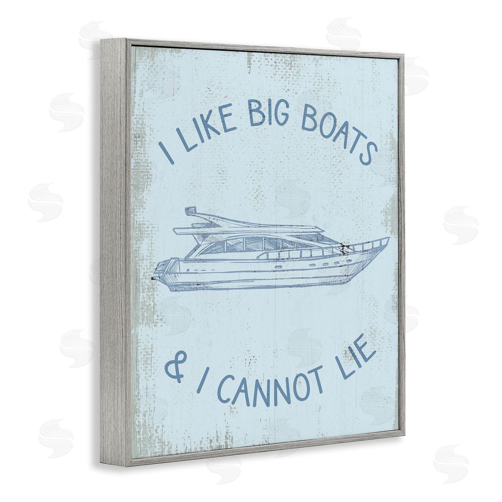 Stupell Studio Funny Rustic Big Boats Gray Framed Giclee Wall Art Print
