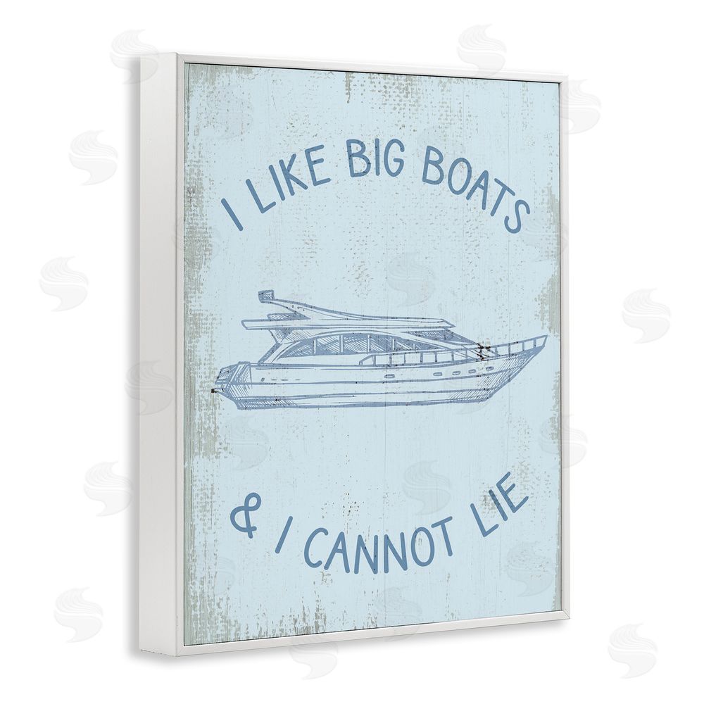 Stupell Studio Funny Rustic Big Boats White Framed Giclee Wall Art Print