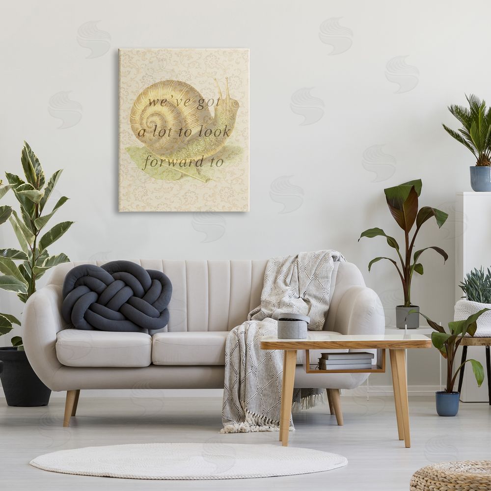 Stupell Studio Vintage Uplifting Snail Canvas Wall Art Print in Room