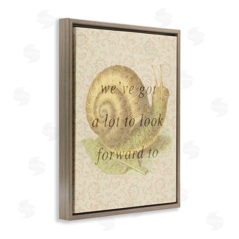 Stupell Studio Vintage Uplifting Snail Brown Floating Frame Canvas Wall Art Print