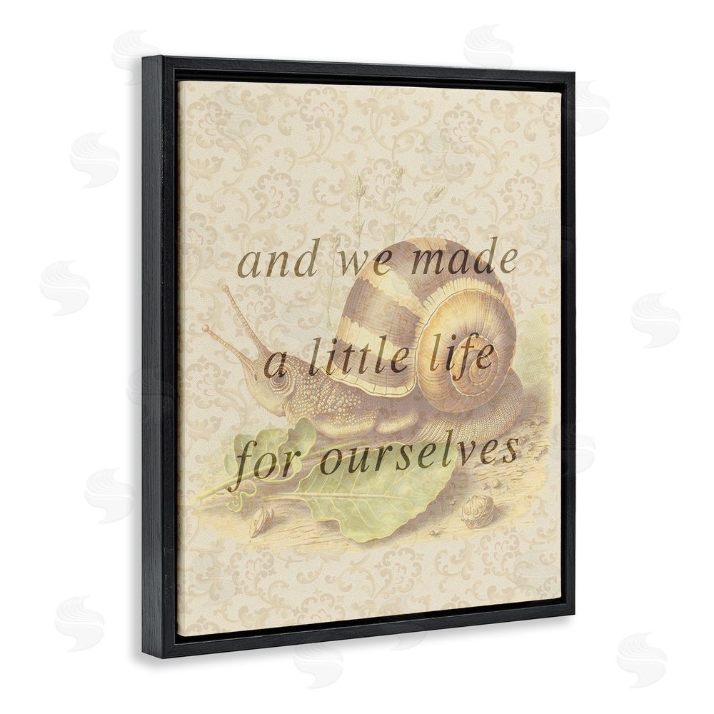 Stupell Studio Vintage Phrase with Snail Black Floating Frame Canvas Wall Art Print