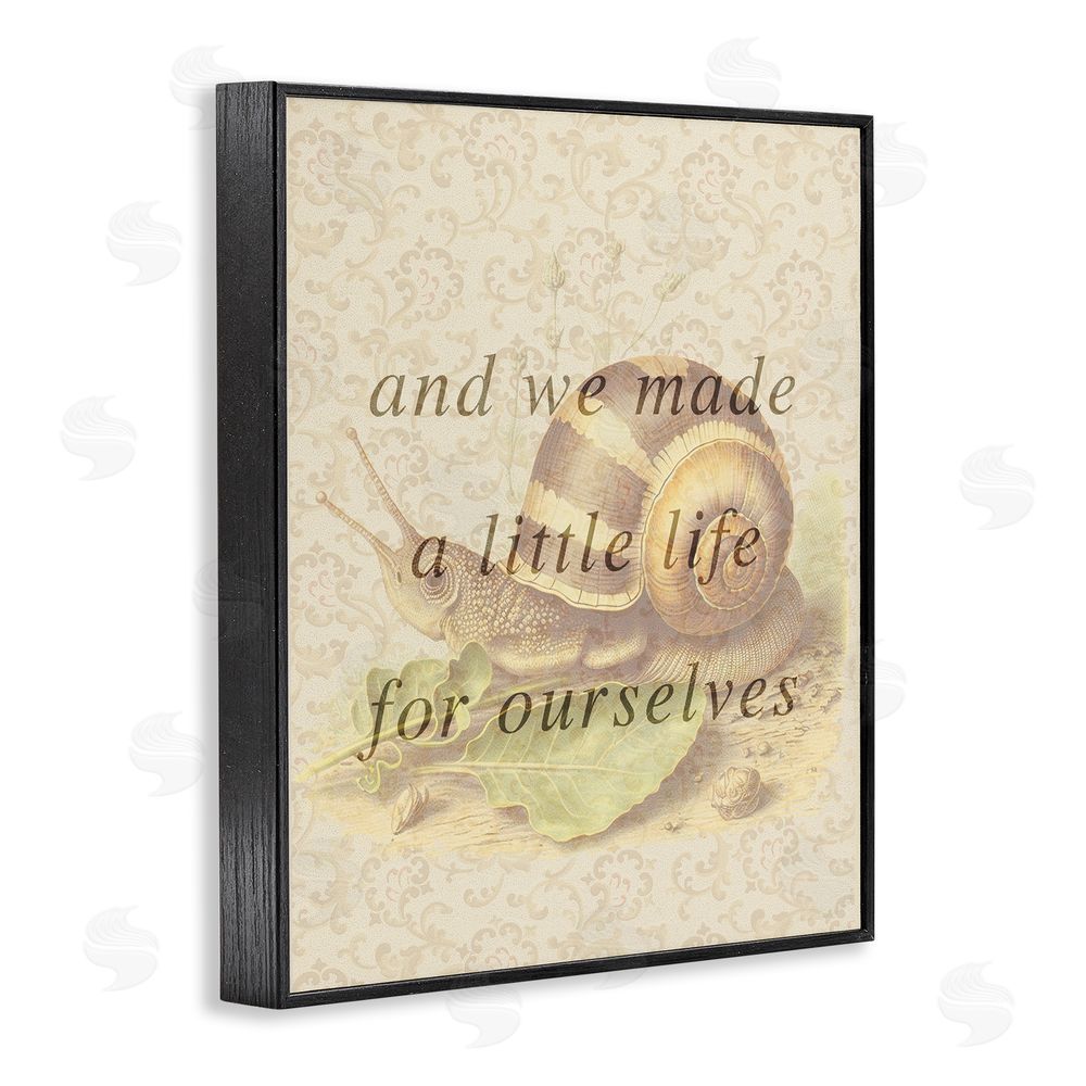 Stupell Studio Vintage Phrase with Snail Black Framed Giclee Wall Art Print