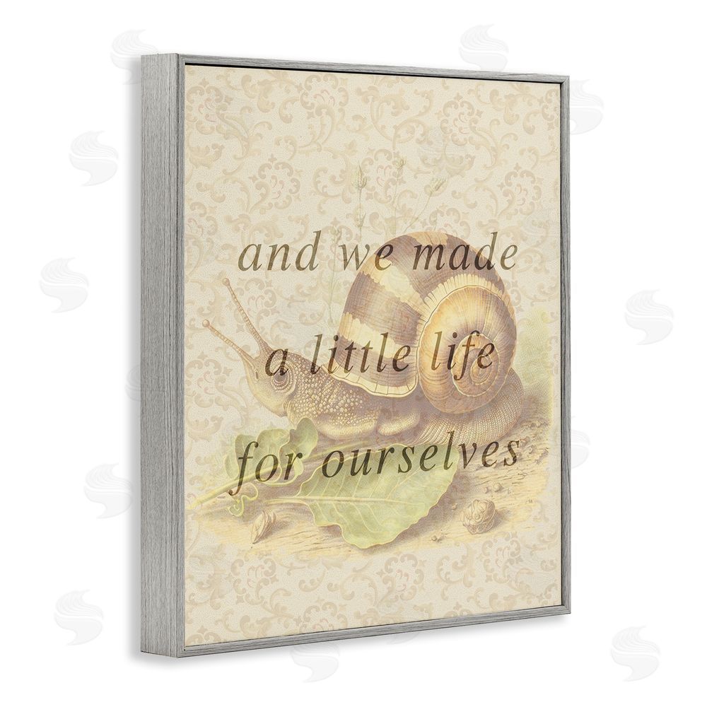 Stupell Studio Vintage Phrase with Snail Gray Framed Giclee Wall Art Print