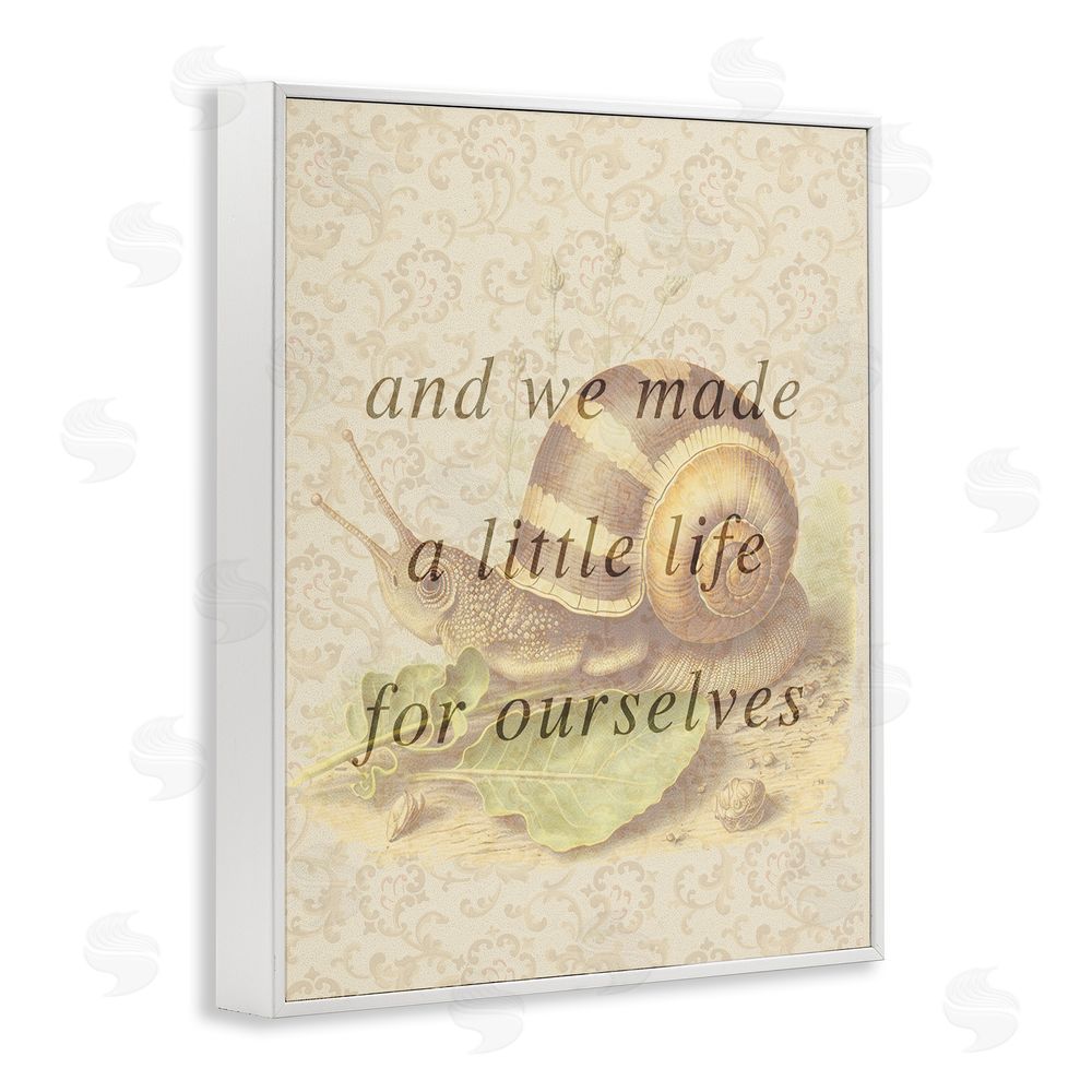 Stupell Studio Vintage Phrase with Snail White Framed Giclee Wall Art Print