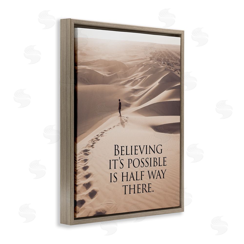 Steve Hunziker Motivational Believe It's Possible Brown Floating Frame Canvas Wall Art Print