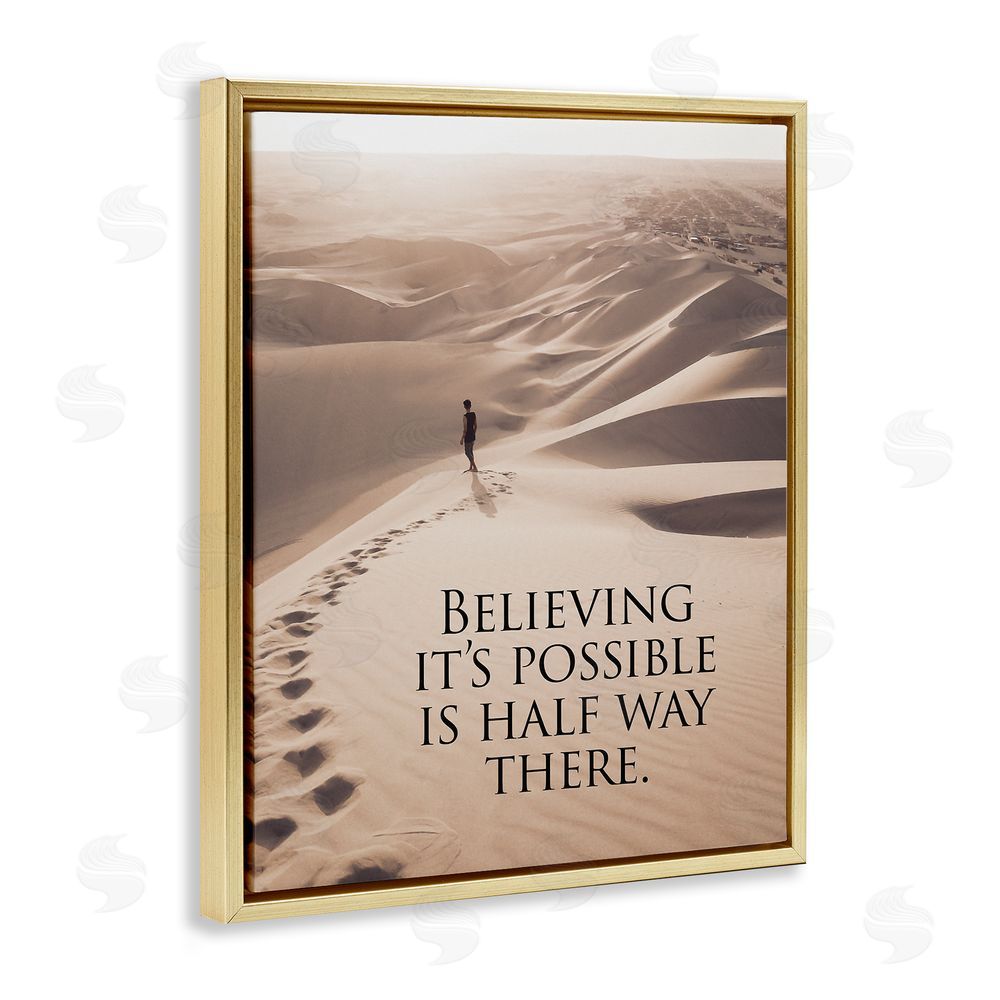 Steve Hunziker Motivational Believe It's Possible Gold Floating Frame Canvas Wall Art Print