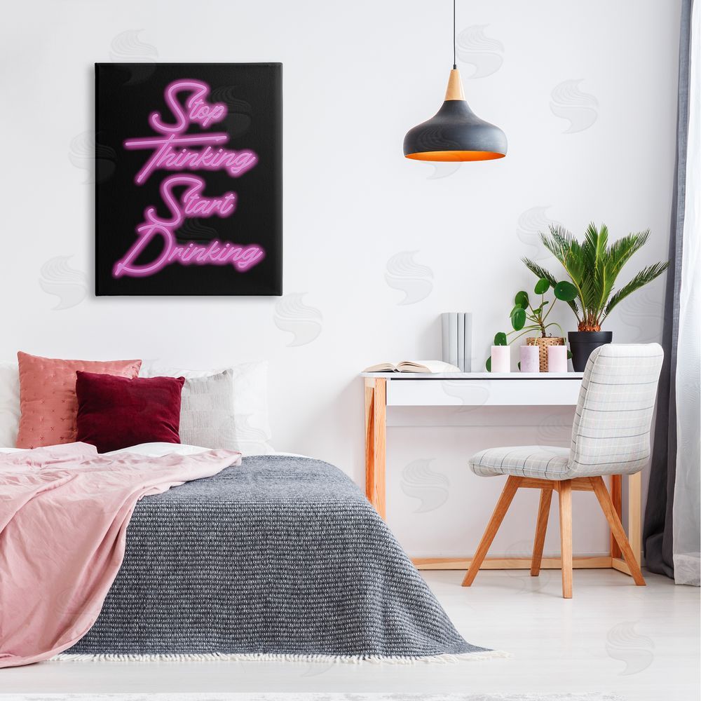 House of Lulu Stop Thinking Drinking Humor Canvas Wall Art Print in Room