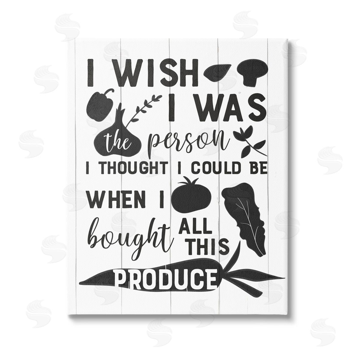 Anna Quach Funny Cooking Produce Stretched Canvas Wall Art Print