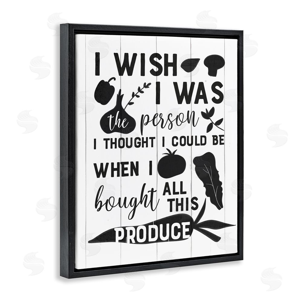 Anna Quach Funny Cooking Produce Black Floating Frame Canvas Wall Art Print