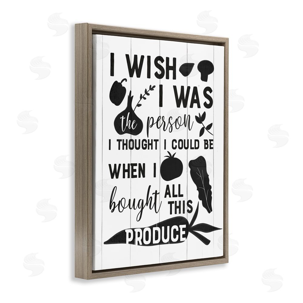 Anna Quach Funny Cooking Produce Brown Floating Frame Canvas Wall Art Print