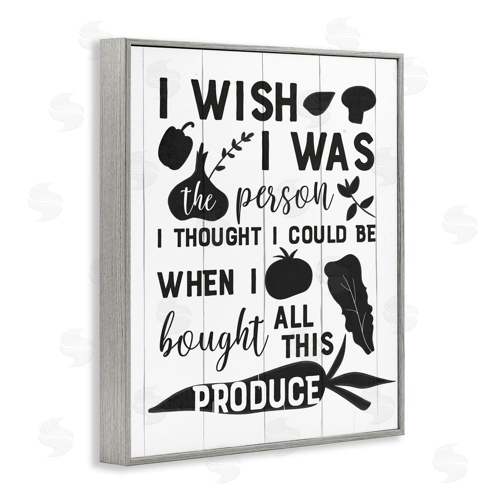 Anna Quach Funny Cooking Produce Gray Framed Giclee Wall Art Print