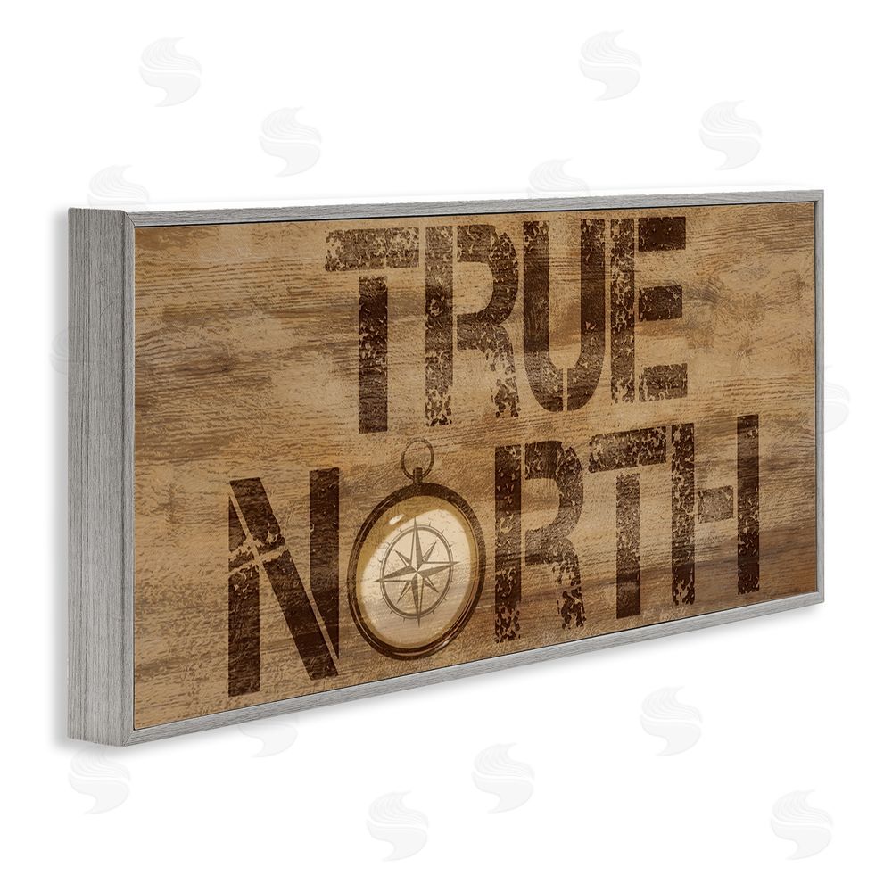 Lucca Sheppard Rustic True North Compass Gray Framed Giclee Wall Art Print