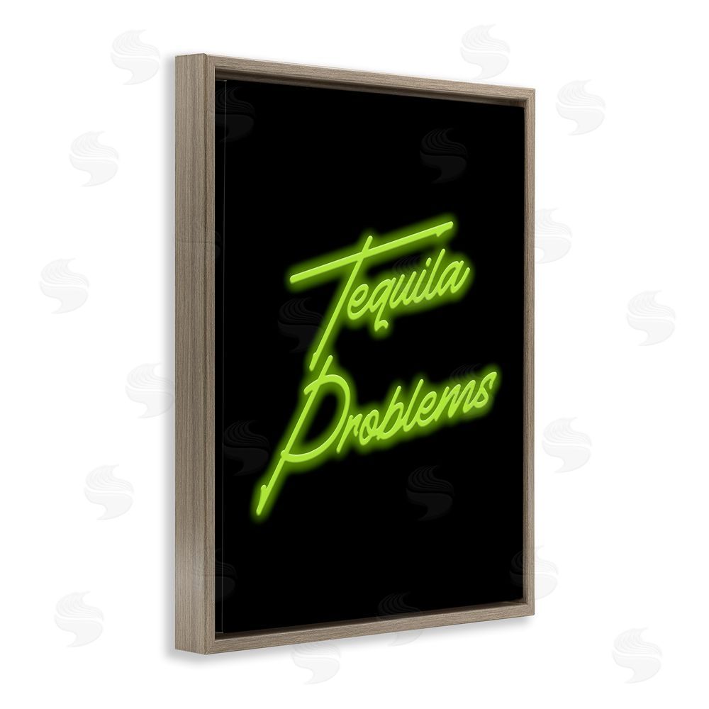 House of Lulu Tequila Problems Neon Brown Floating Frame Canvas Wall Art Print