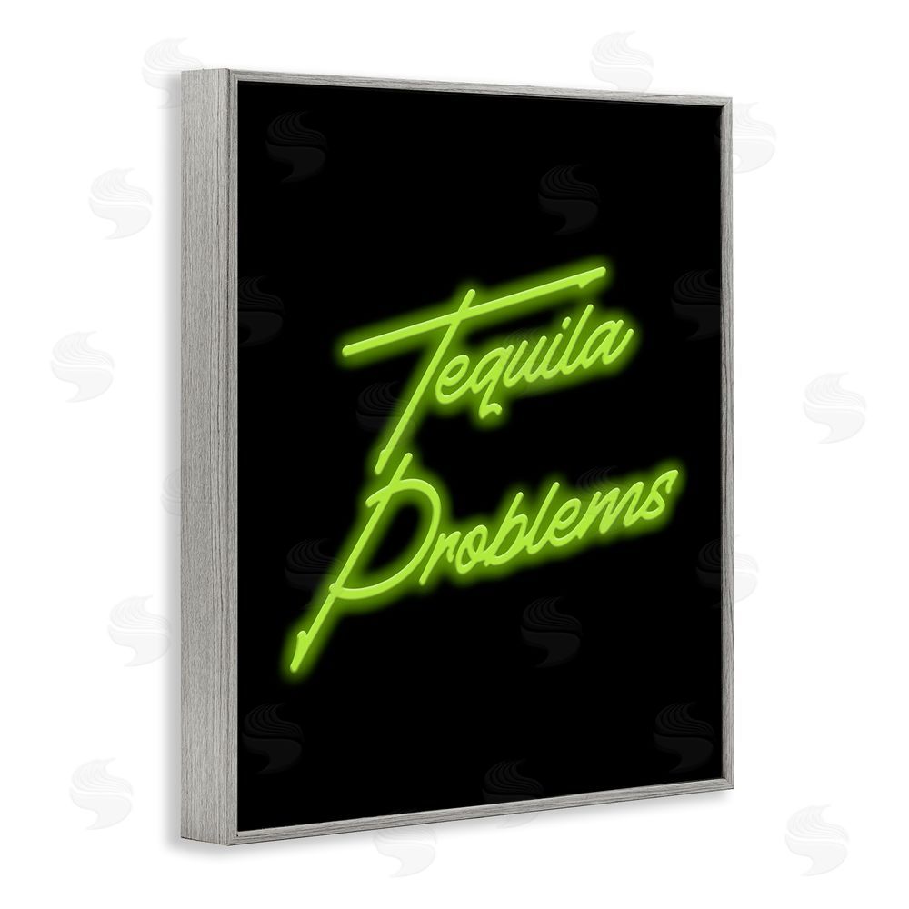 House of Lulu Tequila Problems Neon Gray Framed Giclee Wall Art Print