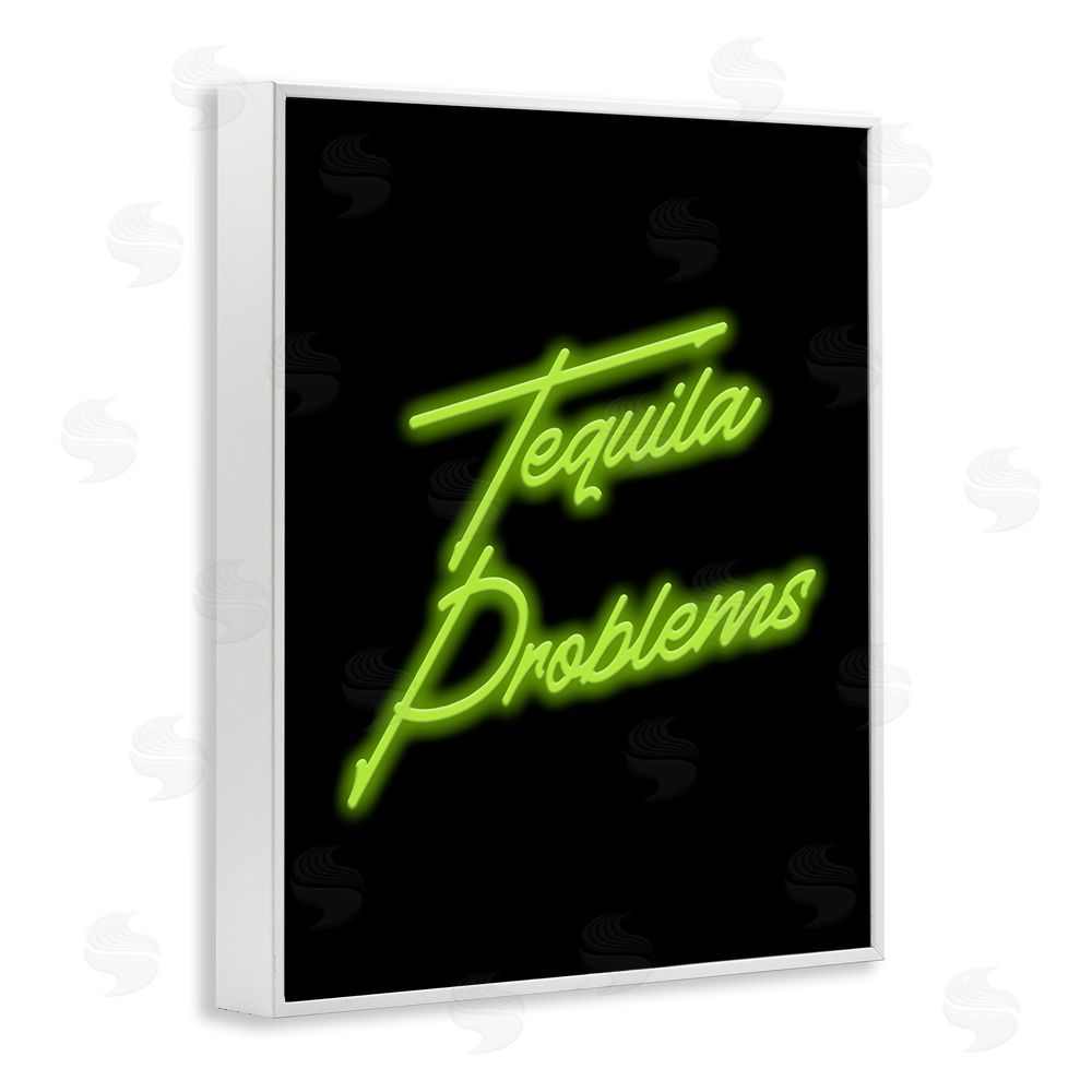 House of Lulu Tequila Problems Neon White Framed Giclee Wall Art Print