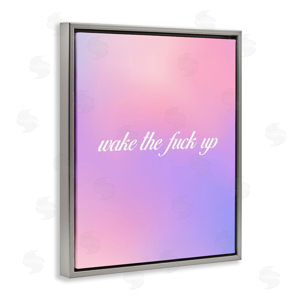 House of Lulu Pastel Wake Up Curse Grey Floating Frame Canvas Wall Art Print