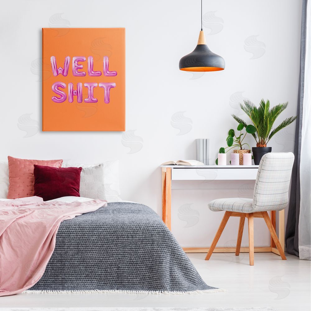 House of Lulu Well Sh*t Orange & Pink Canvas Wall Art Print in Room