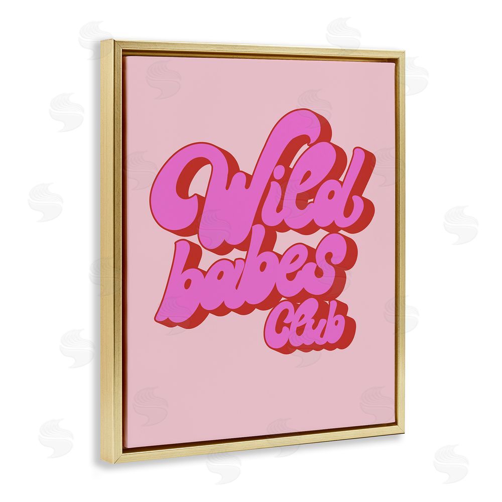 House of Lulu Groovy Wild Babes Club Gold Floating Frame Canvas Wall Art Print