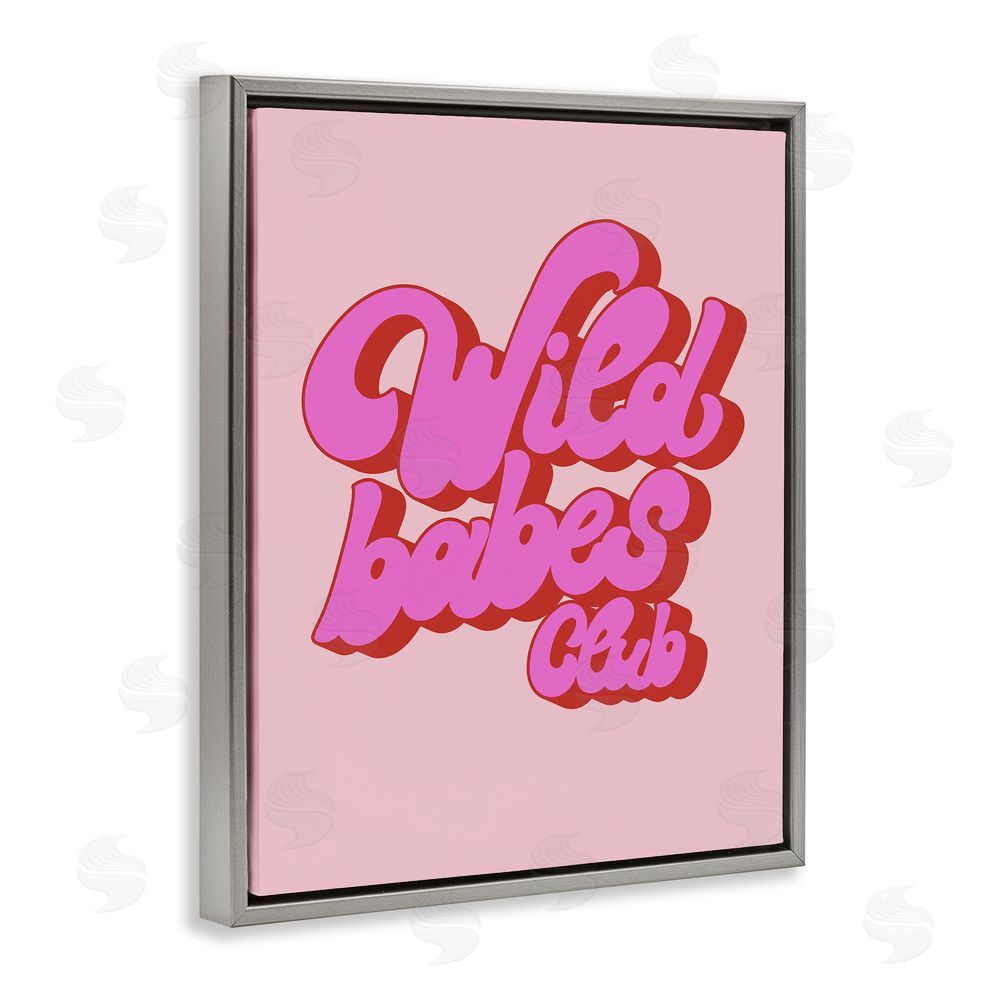 House of Lulu Groovy Wild Babes Club Grey Floating Frame Canvas Wall Art Print