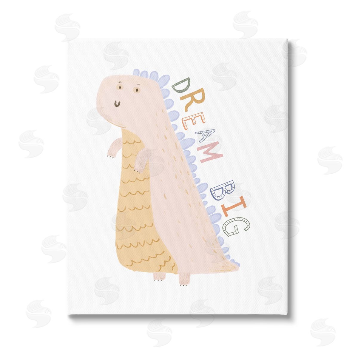 Katie Griggs Dream Big Pastel T-Rex Stretched Canvas Wall Art Print